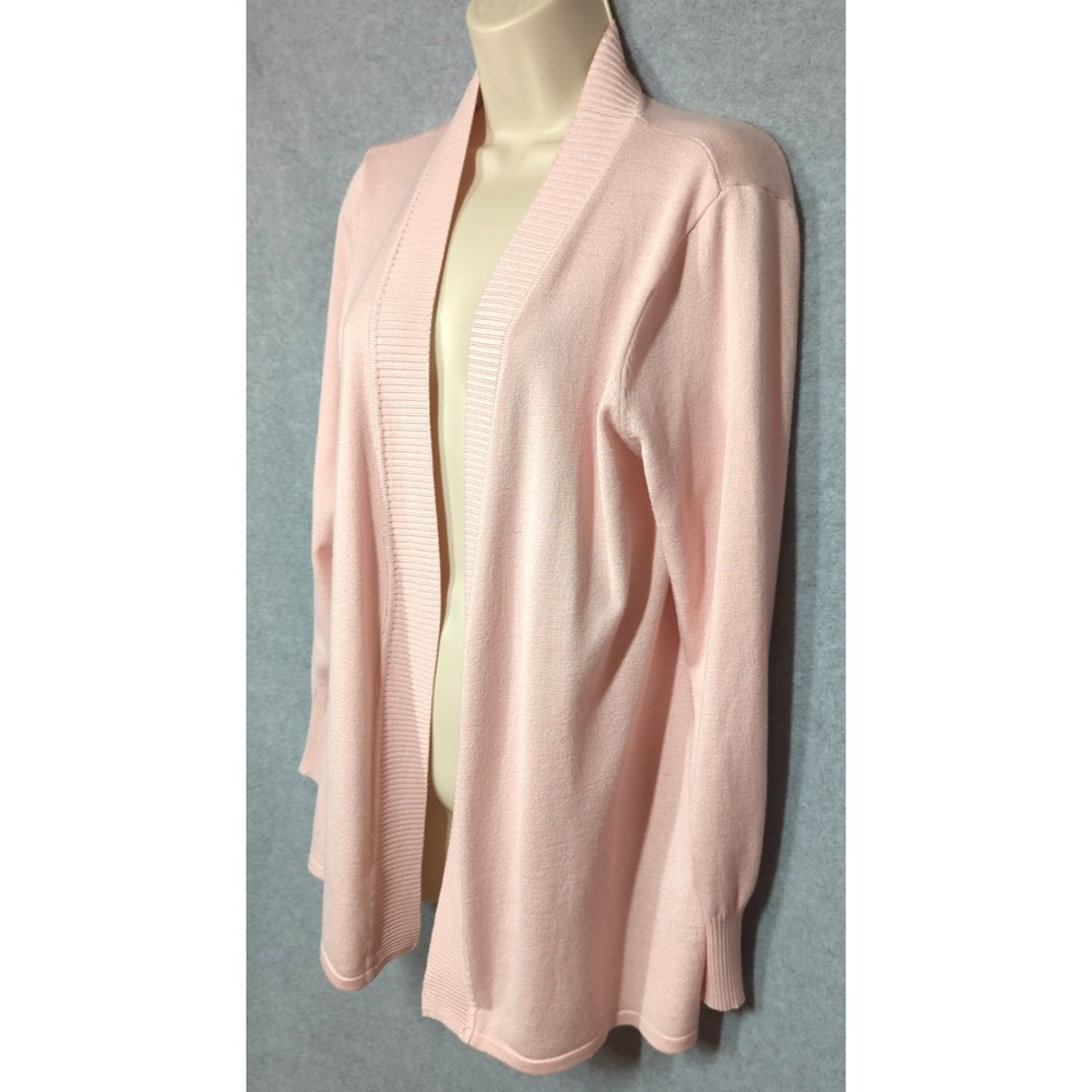 Blush Pink Cardigan Sweater L Open Front Carmen Marc VALVO Polished Versatile